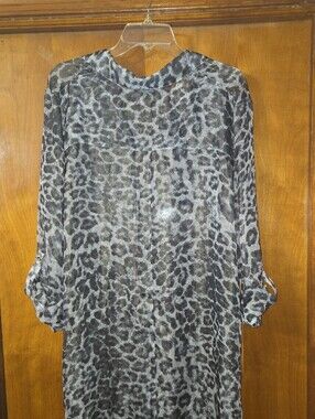 RAFFAELLA Sheer Leopard Print Button Down Dress or Cover Up for Hot Girl Summer